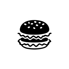 A burger with vegetables icon silhouette on white background