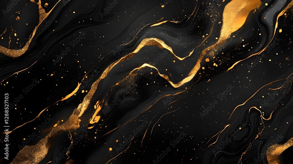 Poster Visually captivating abstract backdrop featuring a dynamic composition of flowing luminous swirls glowing fiery splatters and shimmering liquid effects against a moody dark galaxy inspired background