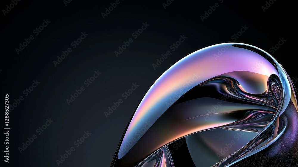 Poster this gradient design element, a 3d render of a dynamic curved wave with abstract fluid holographic i