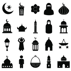 Obraz premium Ramadan vector icon illustration.
