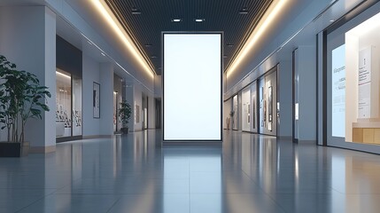 Mall billboard mockup, empty vertical display, blank advertisement space, indoor commercial poster, retail marketing template, public signboard design, promotional frame, 8k image