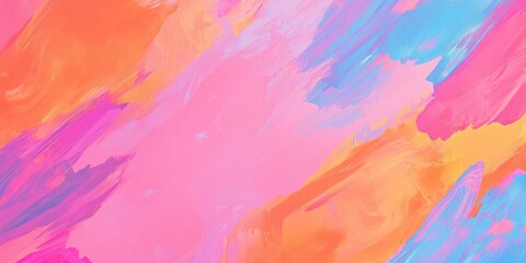 A vibrant, abstract background featuring blended hues of pink, orange, and blue, creating a lively and cheerful atmosphere.