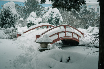 snow covered bridge
