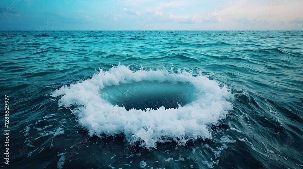 Poster captivating image showcasing the mesmerizing swirling vortex of crashing ocean waves creating a sere