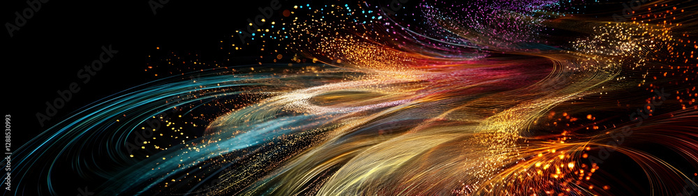 Poster witness the dazzling explosion of colors and lights in this captivating digital artwork where cosmic