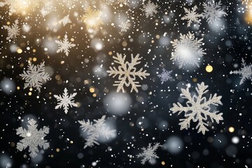 Graceful snowflakes on clear background  glittering winter design for christmas and seasonal cards