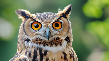 Obraz premium Close-up of a majestic owl with large eyes in natural setting