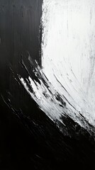 Abstract black and white textured oil painting with bold brush strokes, vertical composition. Modern art and design element concept