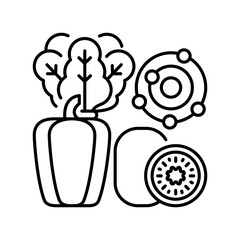 Antioxidants black line icon. Vector isolated element