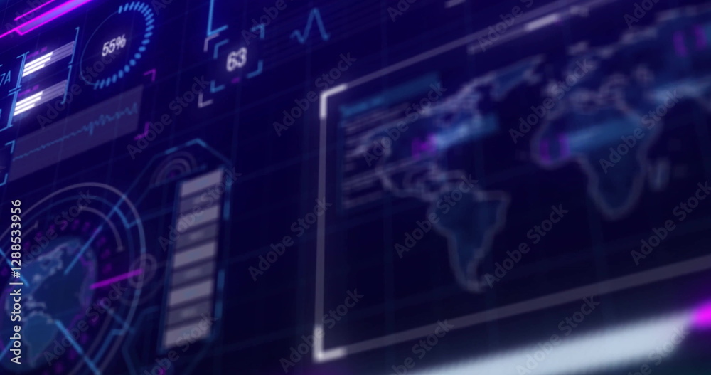 Poster image of diagrams and world map over data processing