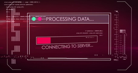 Image of digital data processing over computer screen