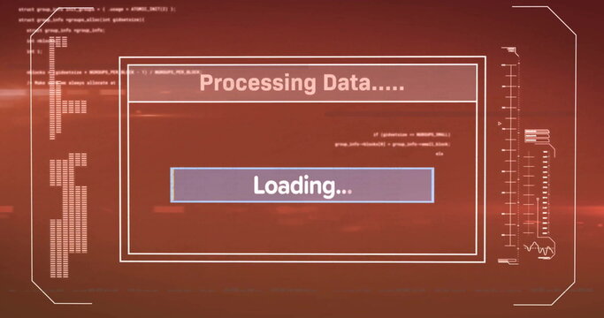 Image of loading bar over data processing - Powered by Adobe