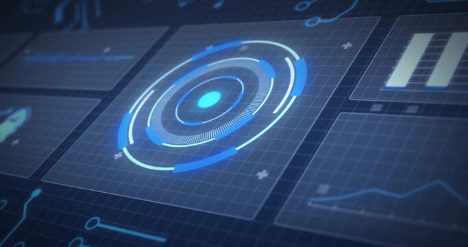 Image of diagrams and scope scanning with globe over connections