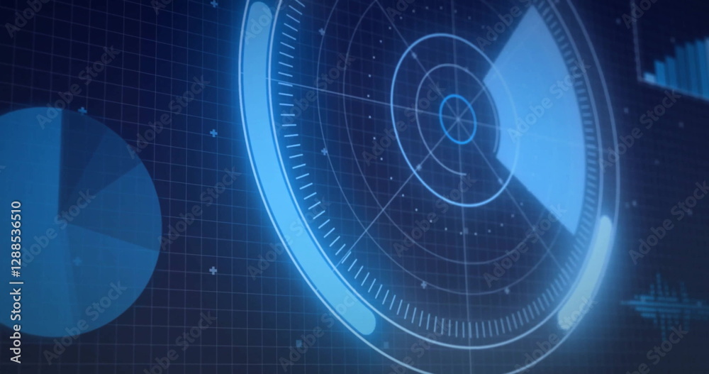 Poster image of data processing with scope scanning on black background