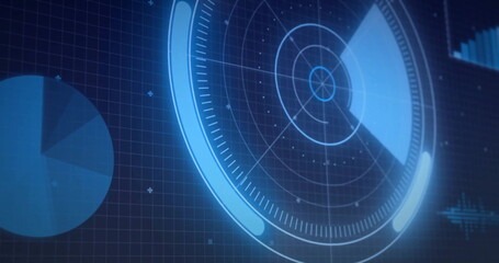 Image of data processing with scope scanning on black background