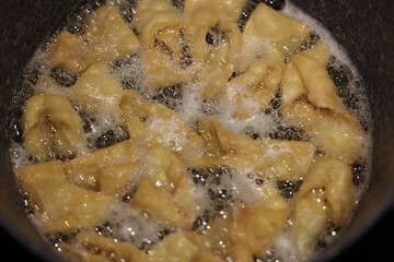 Angel wings (Faworki), cakes. Sweet pastry deep fried