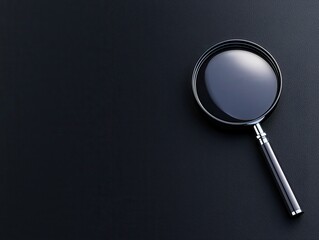 A close-up of a magnifying glass on a dark surface, symbolizing investigation and search.