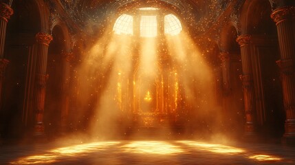Fototapeta premium Golden sunlight rays illuminating grand image