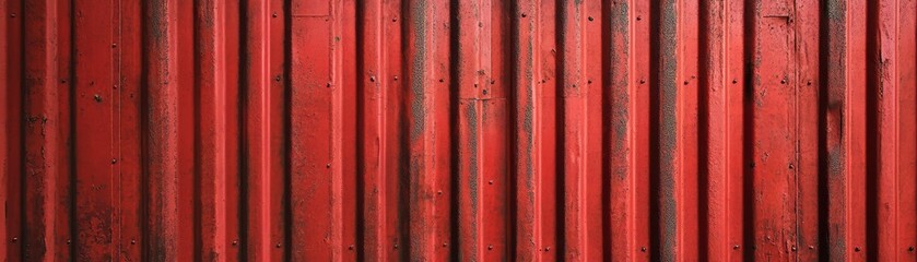 Red corrugated metal wall with slight shine, industrial and edgy modern design