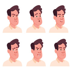 Different emotions of the Caucasian male. Male emotion set