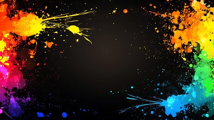 Abstract rainbow paint splatters background