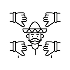 Racial Discrimination black line icon.