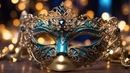 multi-tiered wooden stage set against a dramatic sky with a vibrant rainbow arching above and colorful clouds