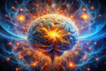 Fototapeta premium Intense Brain Activity and Neural Connections in a Cosmic Setting