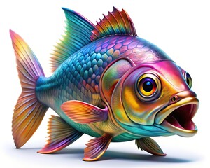 Fototapeta premium Vibrant Rainbow Fish, Close-up, 3D Rendering