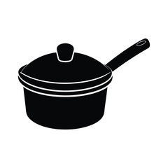 Minimalist Black and White Cooking Pot with Lid and Handle, Ideal for Kitchen, Cooking, and Culinary