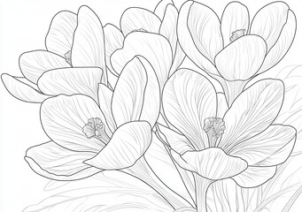 Spring crocuses. Crocus flower coloring.