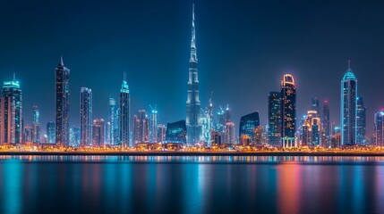 Obraz premium Breathtaking Night View of a Modern City.