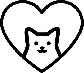 Pet Adoption Cat Heart Outline Icon