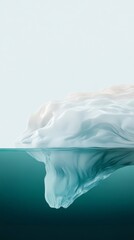 Fototapeta premium Large iceberg floating in ocean with most of its mass submerged underwater, symbolizing hidden danger, global warming, and climate change effects on polar regions