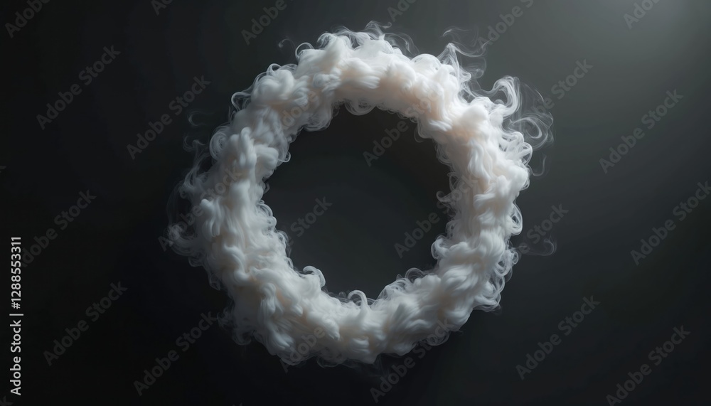 Aufkleber realistic 3d smoke circle ring cloud effect with fog line swirl. vape club hookah lounge tobacco vap
