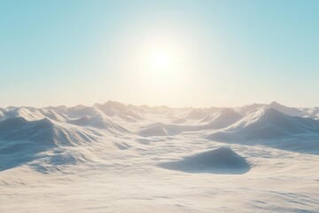 Snowy Mountain Range with Sun