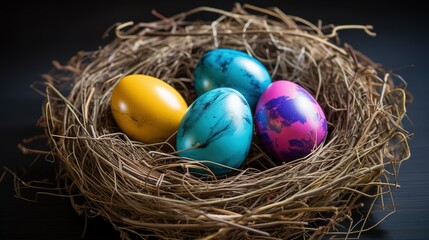 Obraz premium Colorful Easter Eggs for Easter Egg Hunt. High-Resolution Stock Photos with Easter Theme. High-Quality Photography