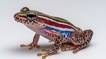 Colorful frog in studio setting wildlife photography macro lens close-up indoor environment captivating nature concept