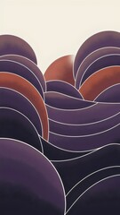 Fototapeta premium Illustration of stacked bubbles with deep purple and burnt orange tones
