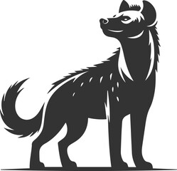 A hyena with its tail raised high, confident vector animal silhouette