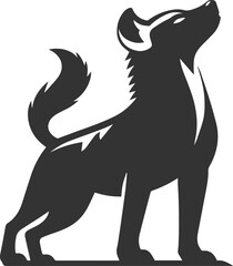 A hyena with its tail raised high, confident vector animal silhouette
