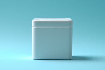 White Container Mockup Square box on a blue background studio lighting