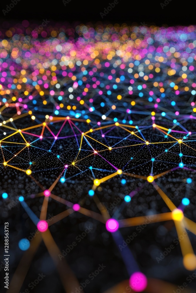 Poster generative ai abstract geometric shapes in vivid colors creating a vibrant visual experience.