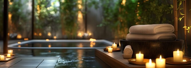 A luxurious spa with soft candle lighting and relaxing aromatherapy