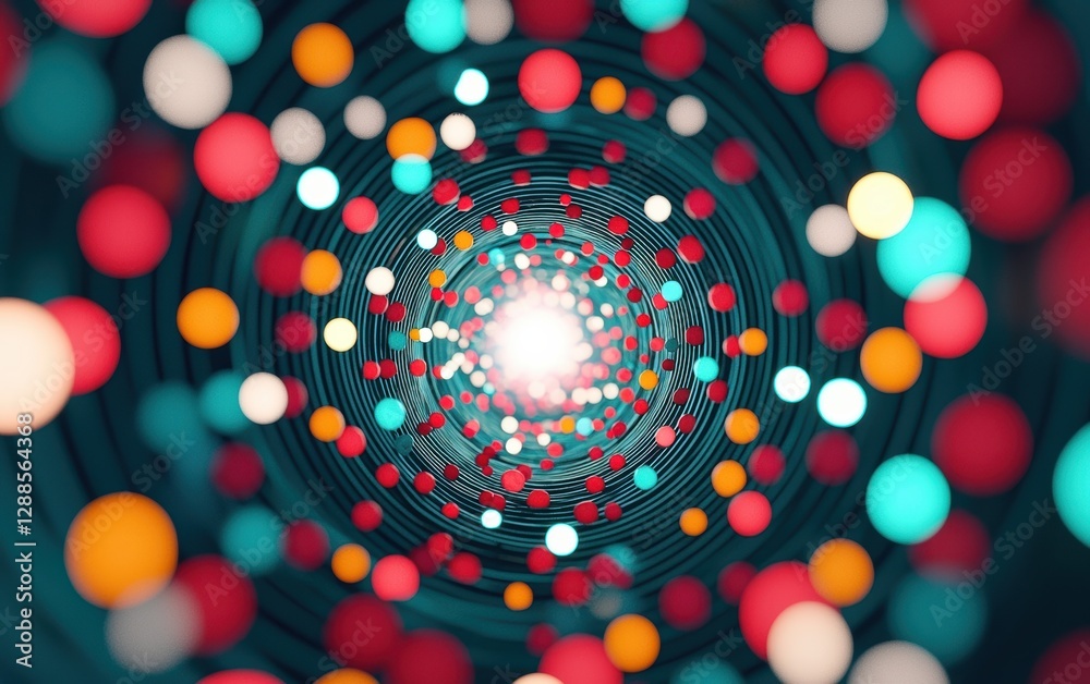 Poster abstract spiral pattern with colorful dots creating a mesmerizing effect