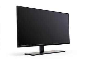 Modern black monitor on white background