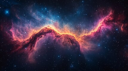 Ethereal Cosmic Swirls, A Nebula of Colors and Stars.