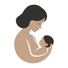 Minimalist Vector Illustration of a Mother Holding Her Baby – Parenting Graphics, Health Campaigns, and Mother’s Day Designs