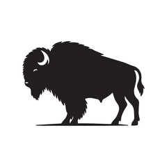 Bison Silhouette Vector Logo– Wild Buffalo Animal Monochrome Illustration