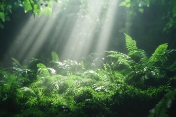 Fototapeta premium Jungle sunlight filtering through trees